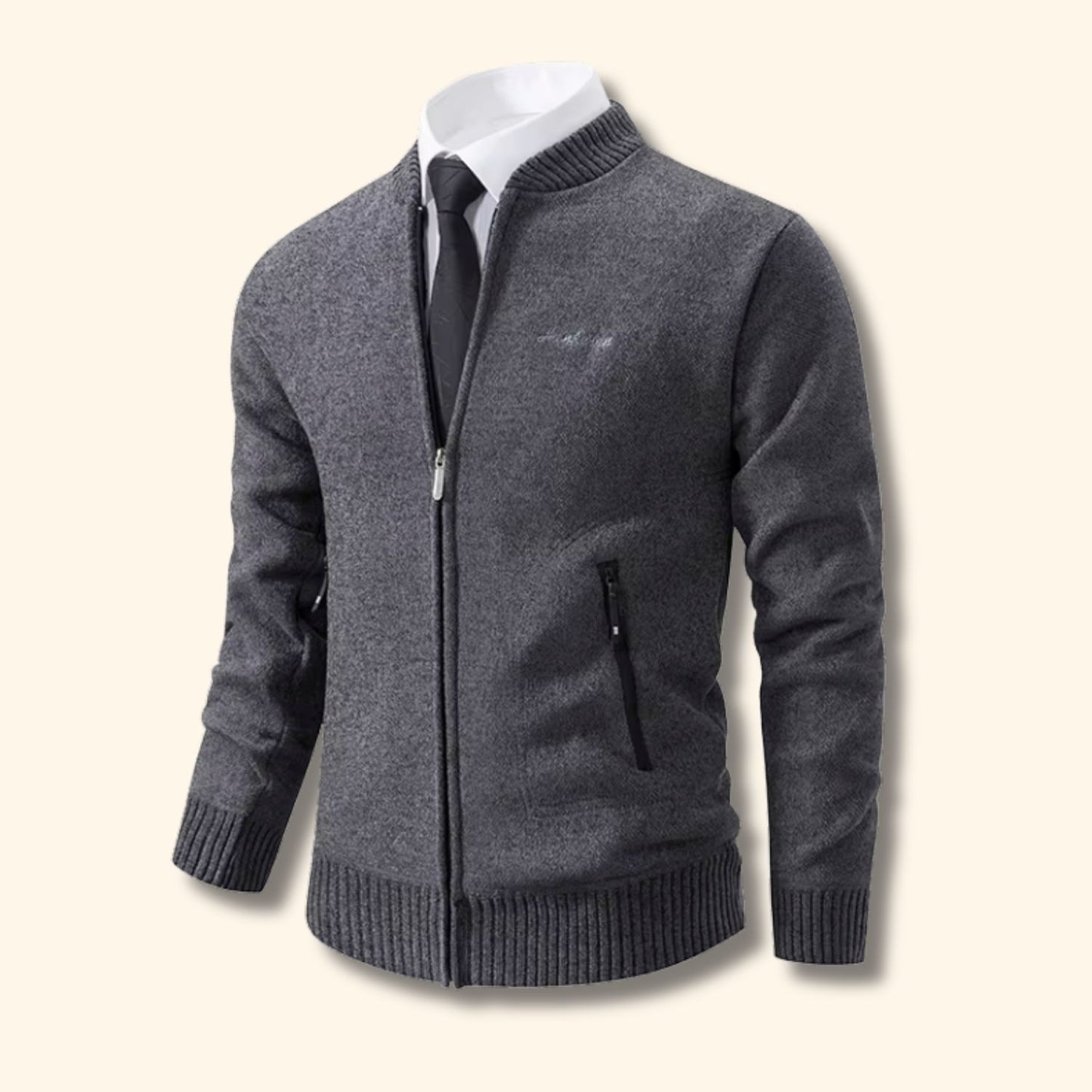 Geometric Zip Knit Cardigan | Revangiol