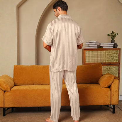 Jacquard Stripe Lapel Pajama Set | Revangiol