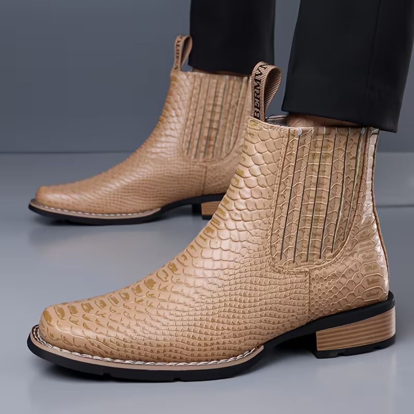 Croc Embossed Dress Boots | Revangiol