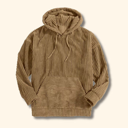 Textured Corduroy Pullover Hoodie | Revangiol