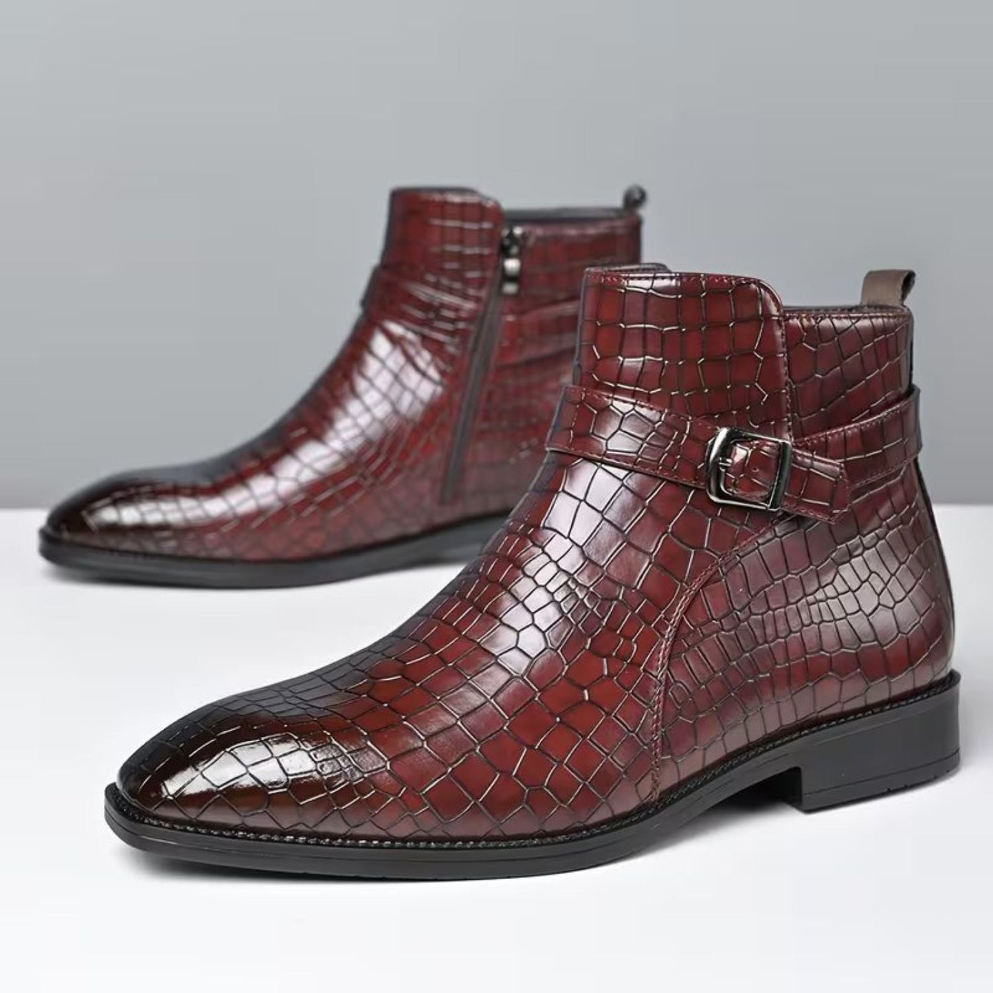 Croc Buckle Dress Boots | Revangiol