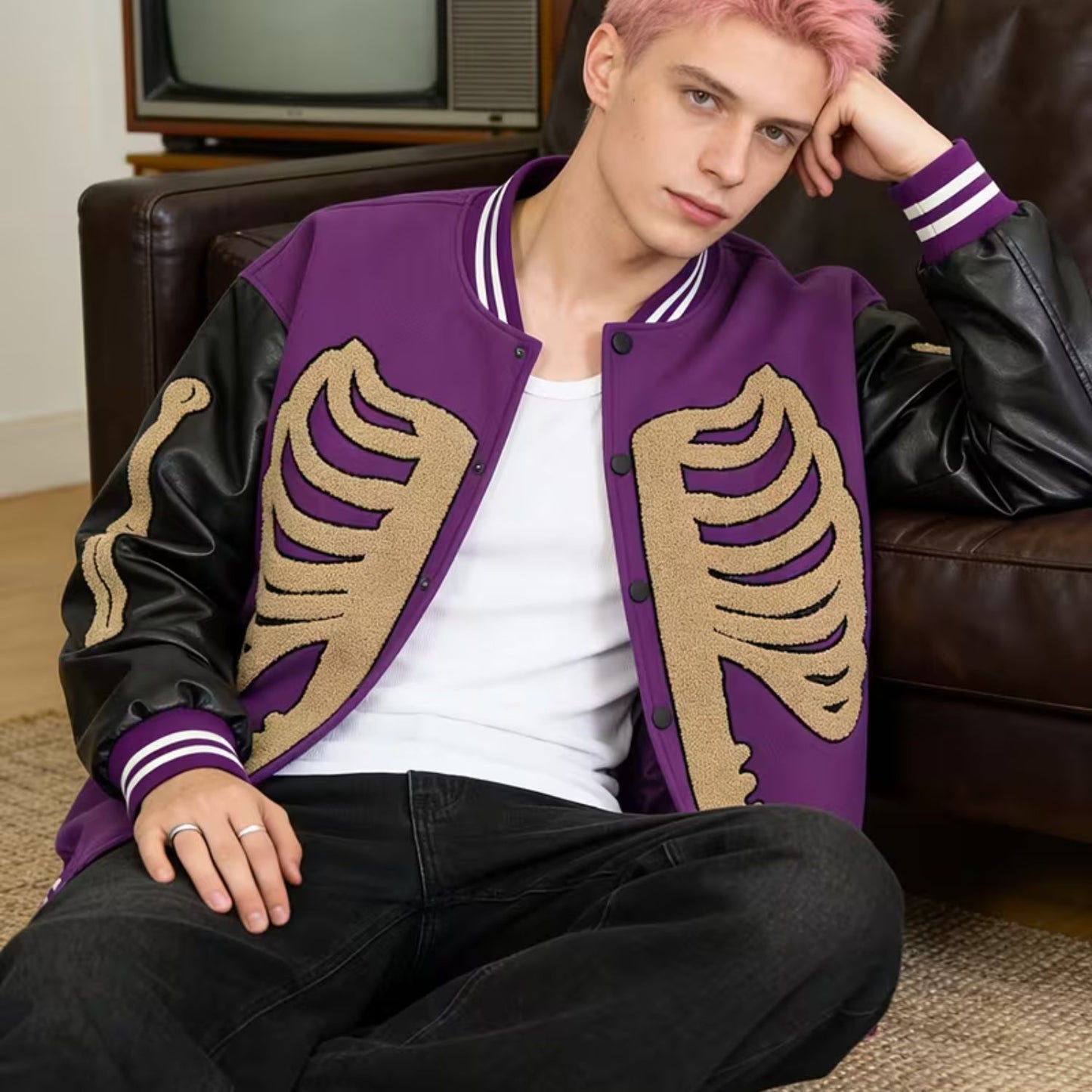 Skeleton Varsity Bomber Jacket | Revangiol