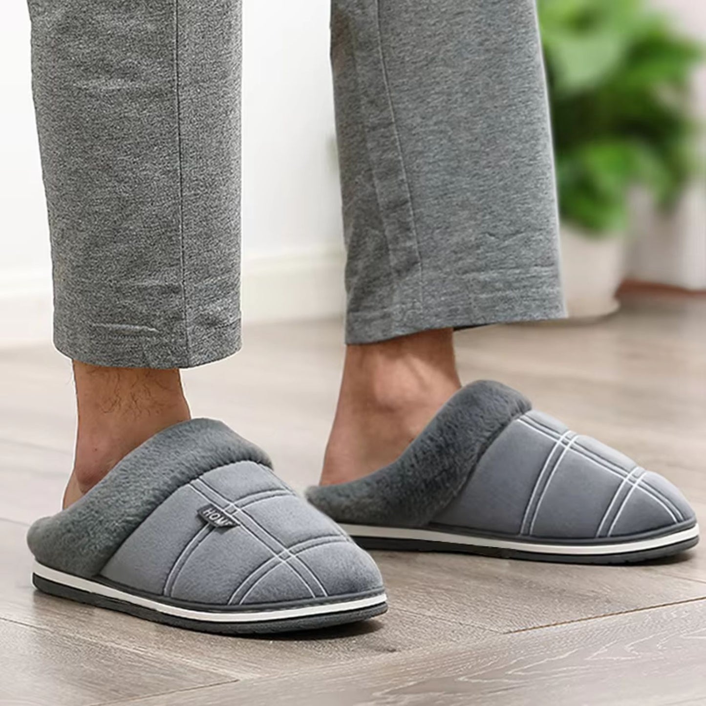 Padded Checked Fleece Slippers | Revangiol