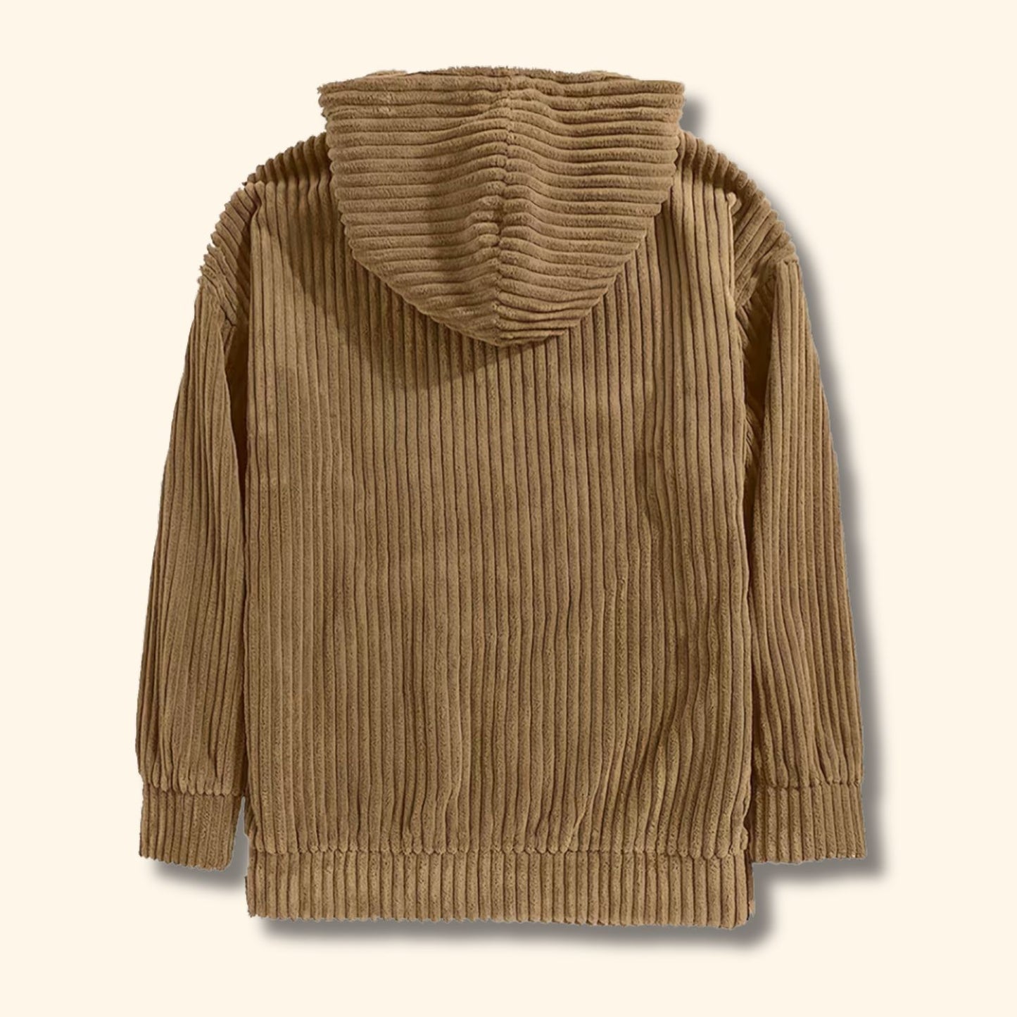 Textured Corduroy Pullover Hoodie | Revangiol