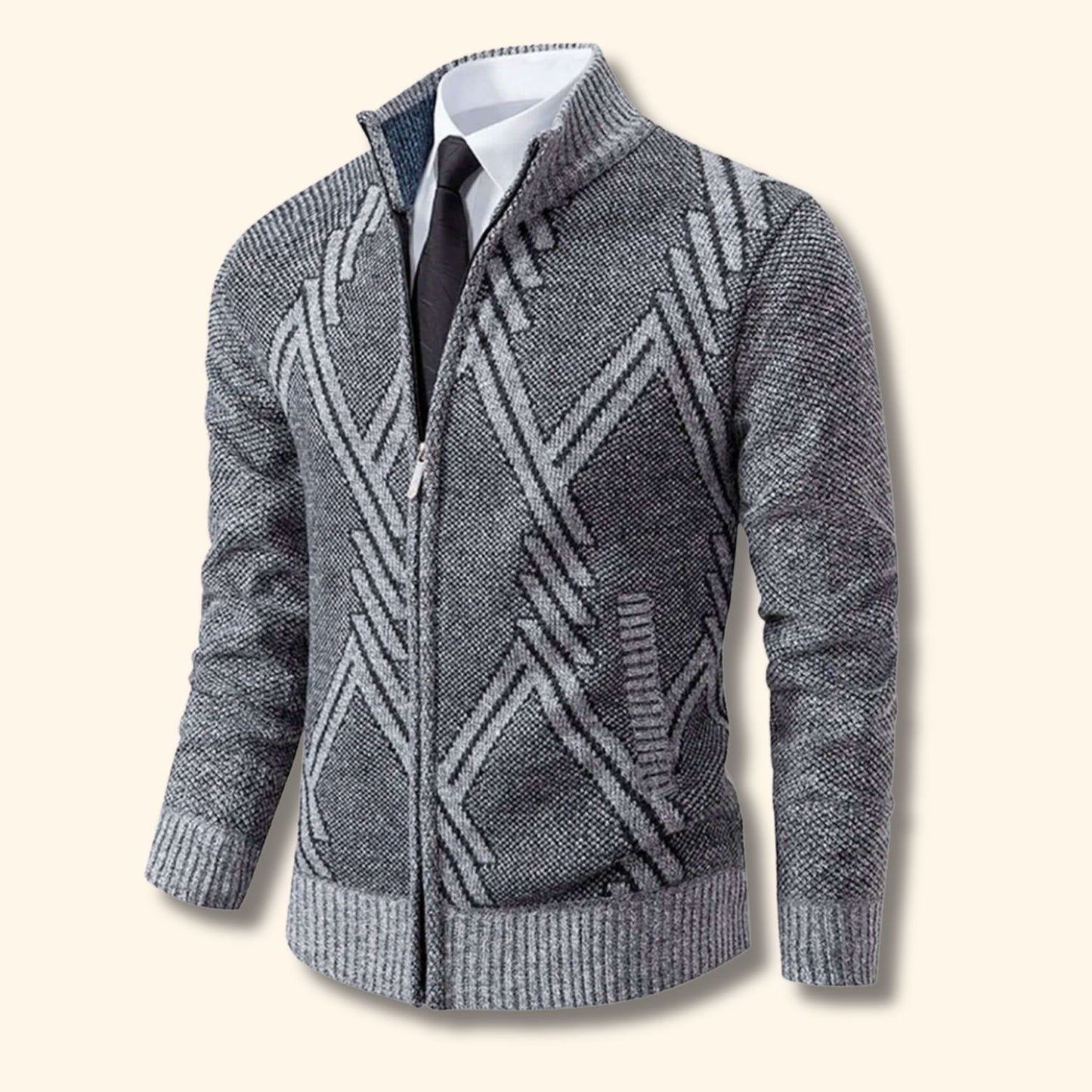 Geometric Zip Knit Cardigan | Revangiol
