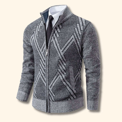 Geometric Zip Knit Cardigan | Revangiol