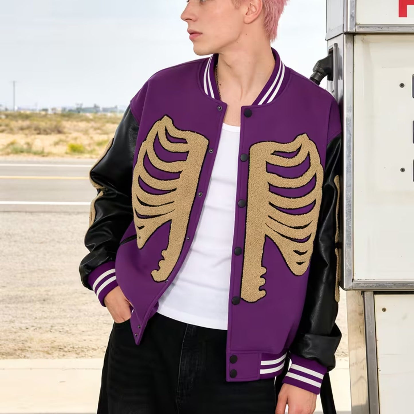 Skeleton Varsity Bomber Jacket | Revangiol
