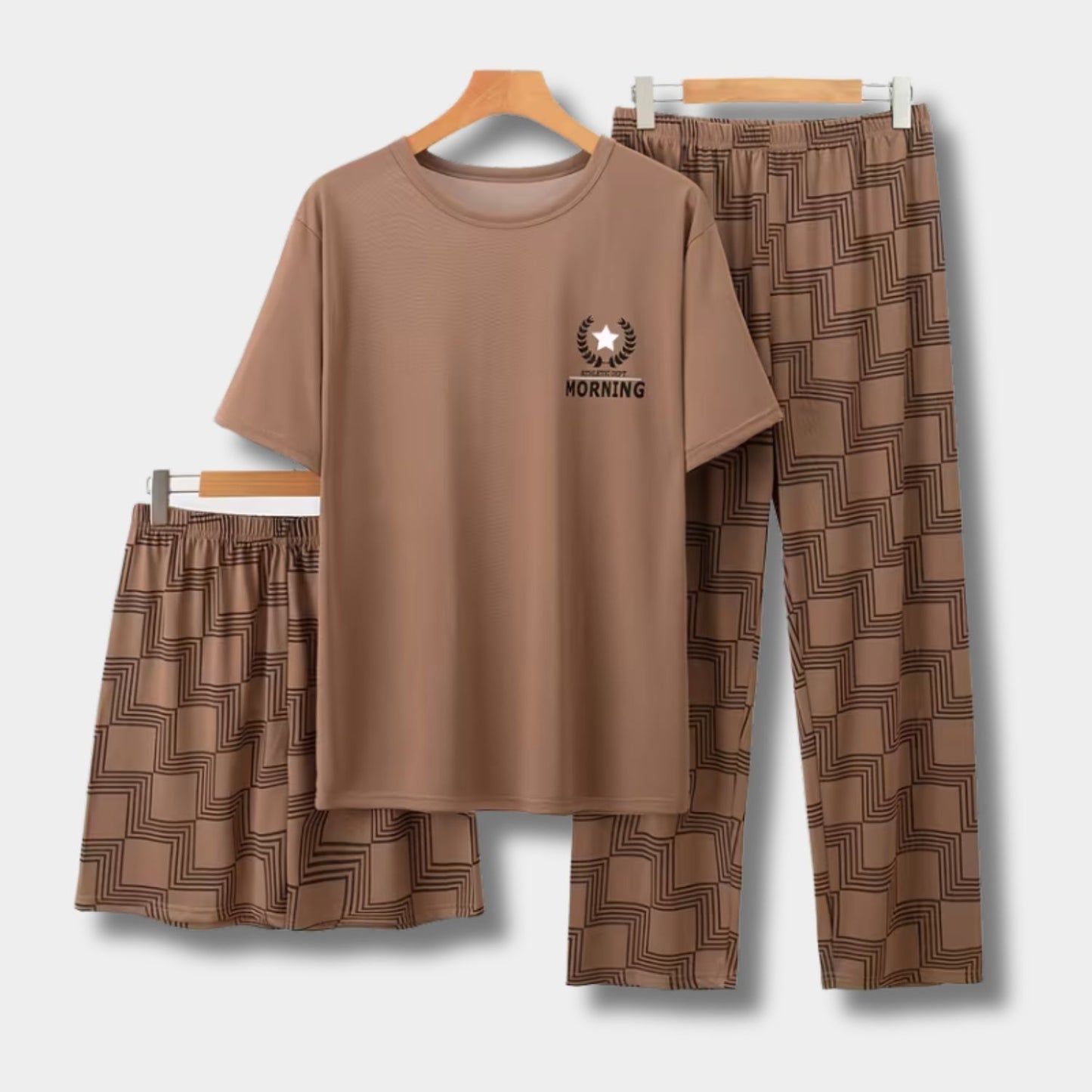 3-Piece Plaid Summer Pajama Set | Revangiol