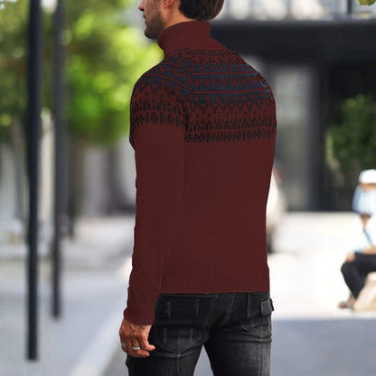 Jacquard Geometric Knit Turtleneck | Revangiol