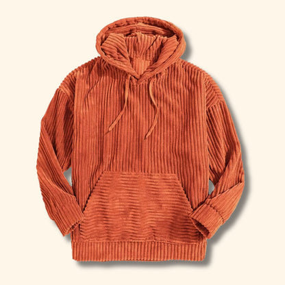 Textured Corduroy Pullover Hoodie | Revangiol