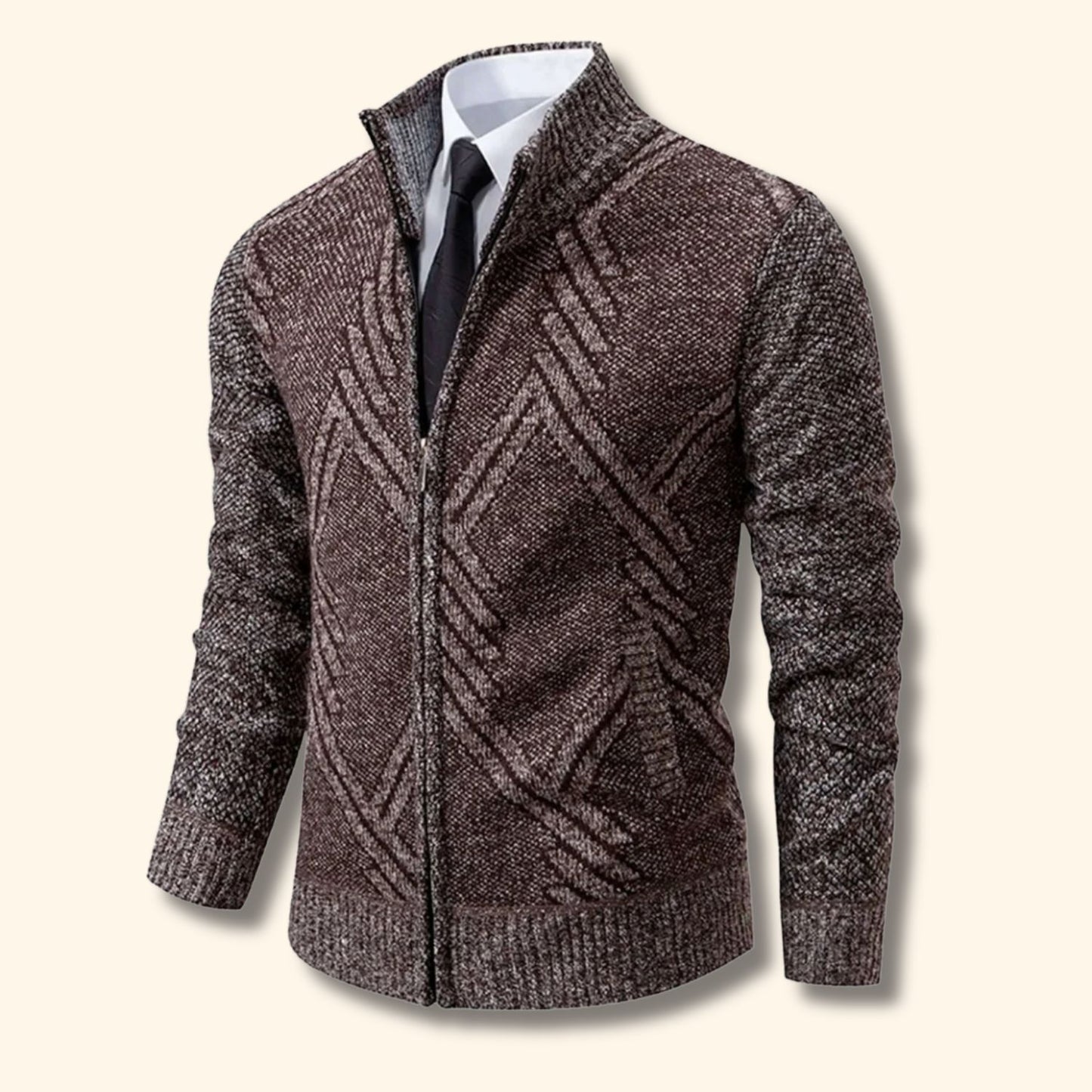 Geometric Zip Knit Cardigan | Revangiol