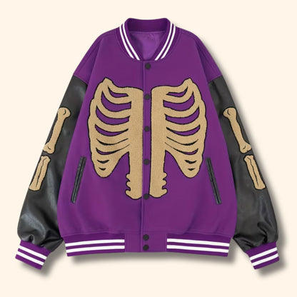 Skeleton Varsity Bomber Jacket | Revangiol