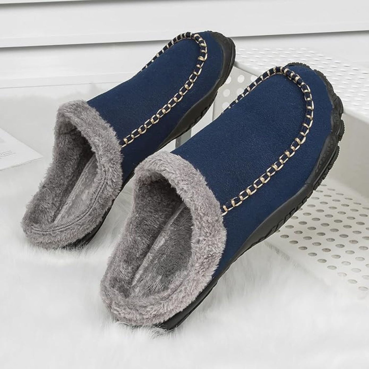 Fleece Lined Moccasin Slippers | Revangiol