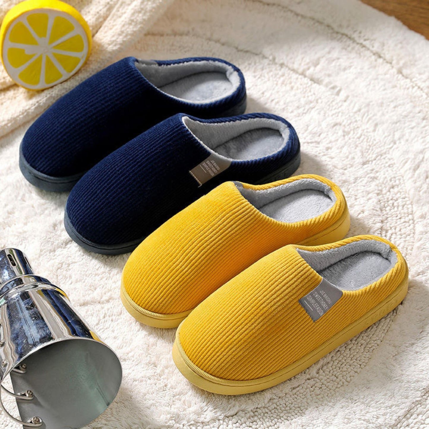Ribbed Plush House Slippers | Revangiol