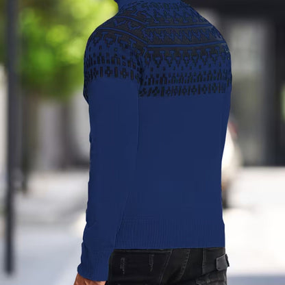 Jacquard Geometric Knit Turtleneck | Revangiol