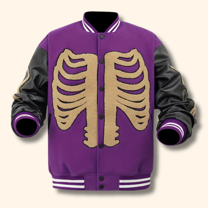 Skeleton Varsity Bomber Jacket | Revangiol
