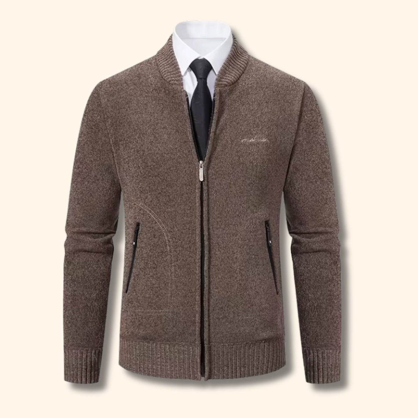 Geometric Zip Knit Cardigan | Revangiol