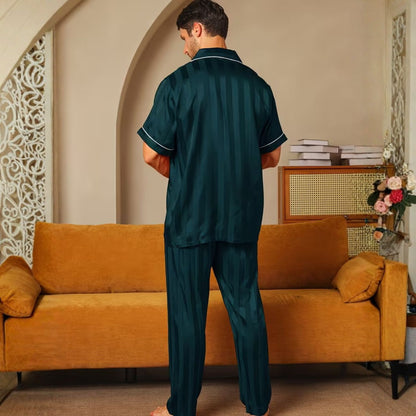 Jacquard Stripe Lapel Pajama Set | Revangiol