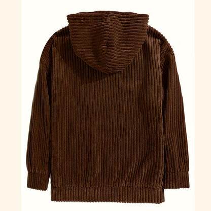 Textured Corduroy Pullover Hoodie | Revangiol