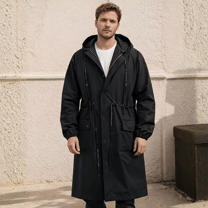 Belted Long Hooded Rain Coat | Revangiol