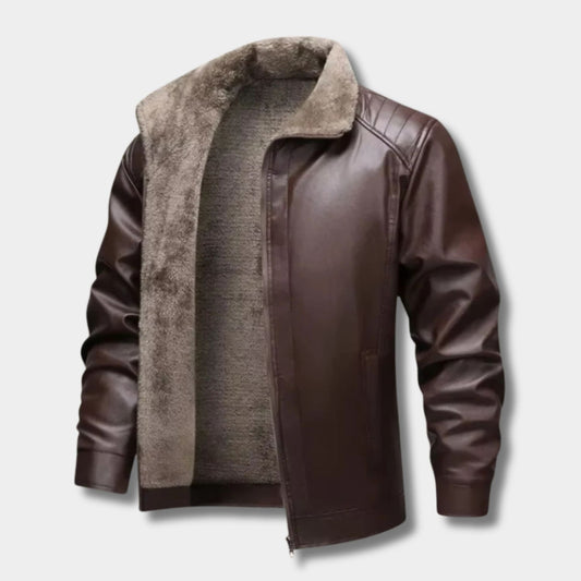Fleece Lined Leather Jacket | Revangiol