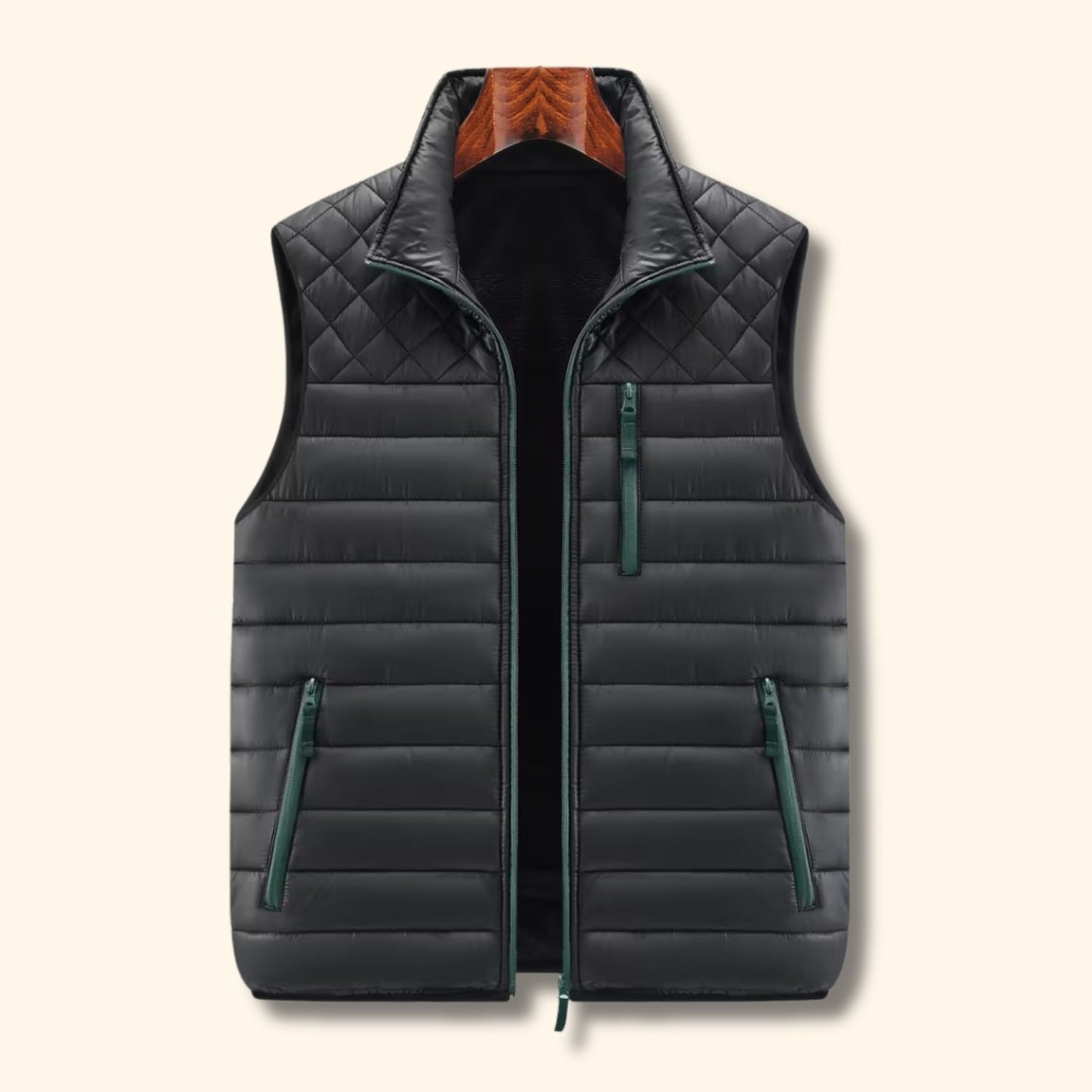 Quilted Stand Collar Puffer Vest | Revangiol
