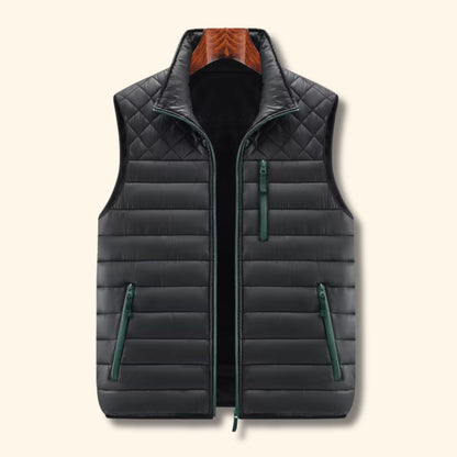 Quilted Stand Collar Puffer Vest | Revangiol