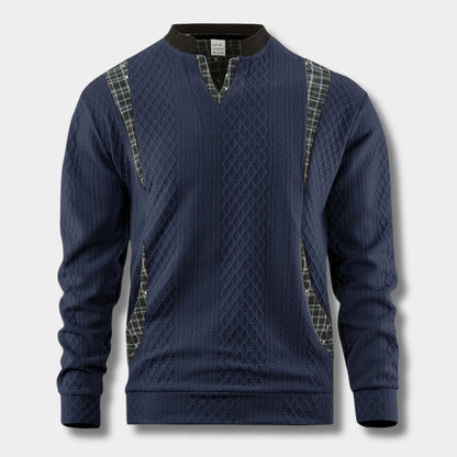 Checkered Panel Knit Sweater | Revangiol