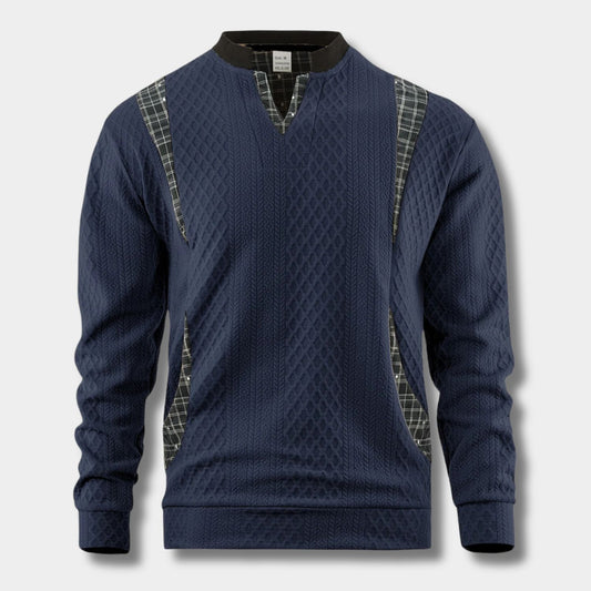 Checkered Panel Knit Sweater | Revangiol