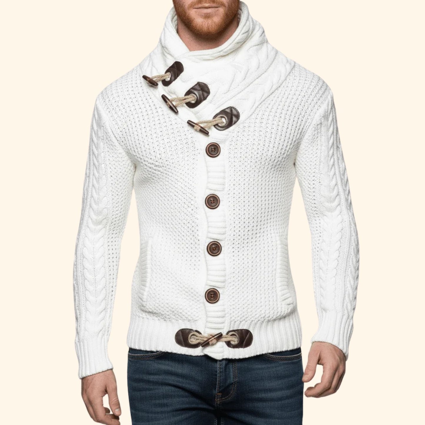 Cable Toggle Knit Cardigan | Revangiol