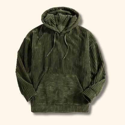 Textured Corduroy Pullover Hoodie | Revangiol