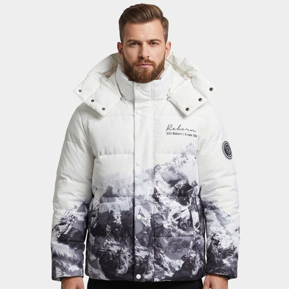 Mountain Print Hooded Ski Jacket | Revangiol