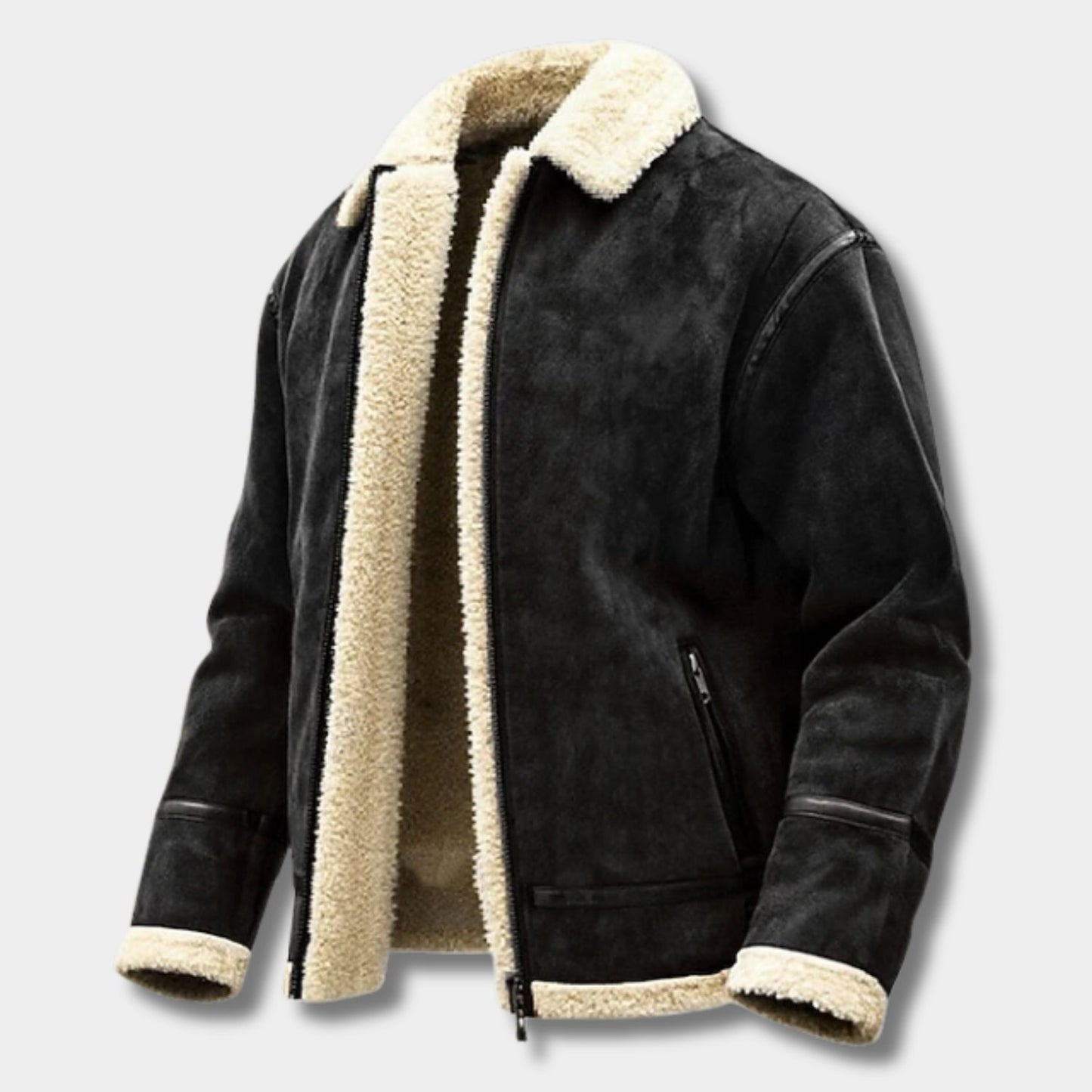 Sherpa-Lined Aviator Fleece Jacket | Revangiol