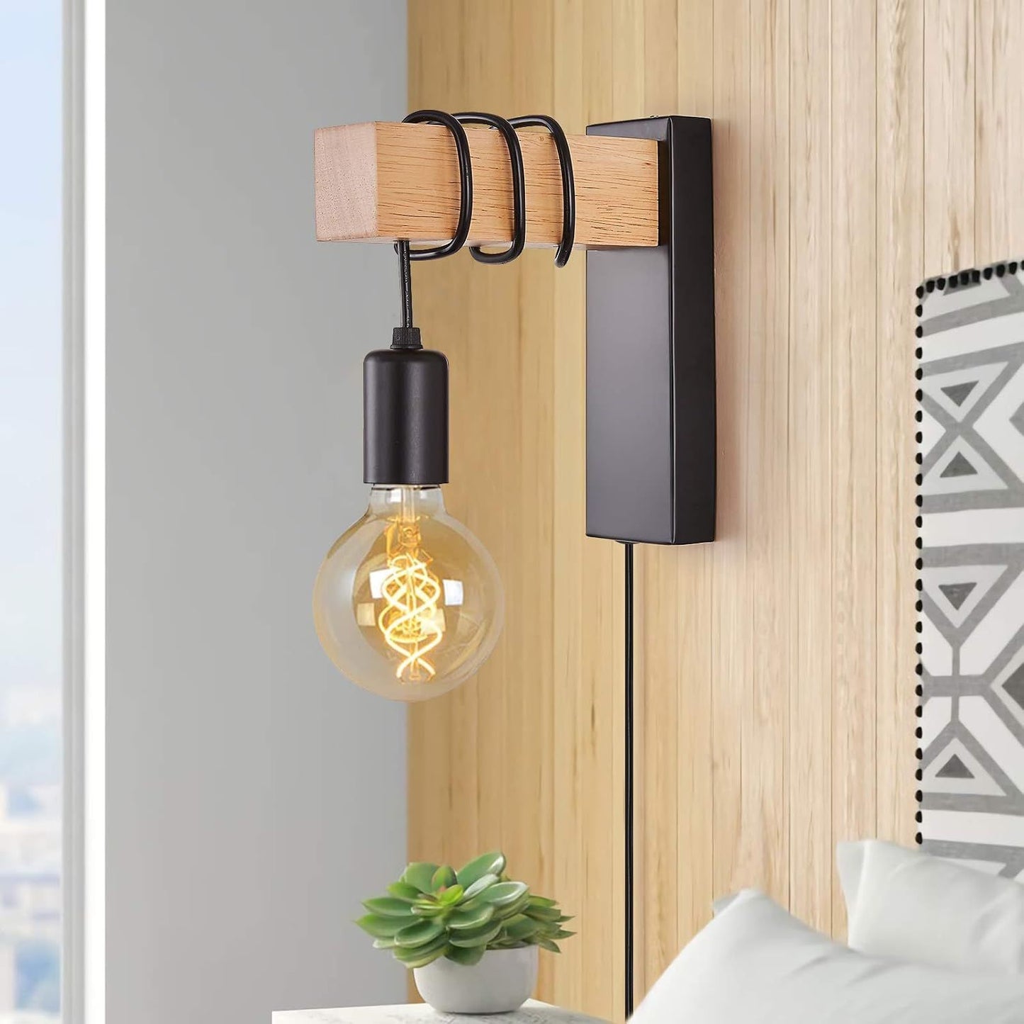 Industrial Wood Wall Sconce | Revangiol