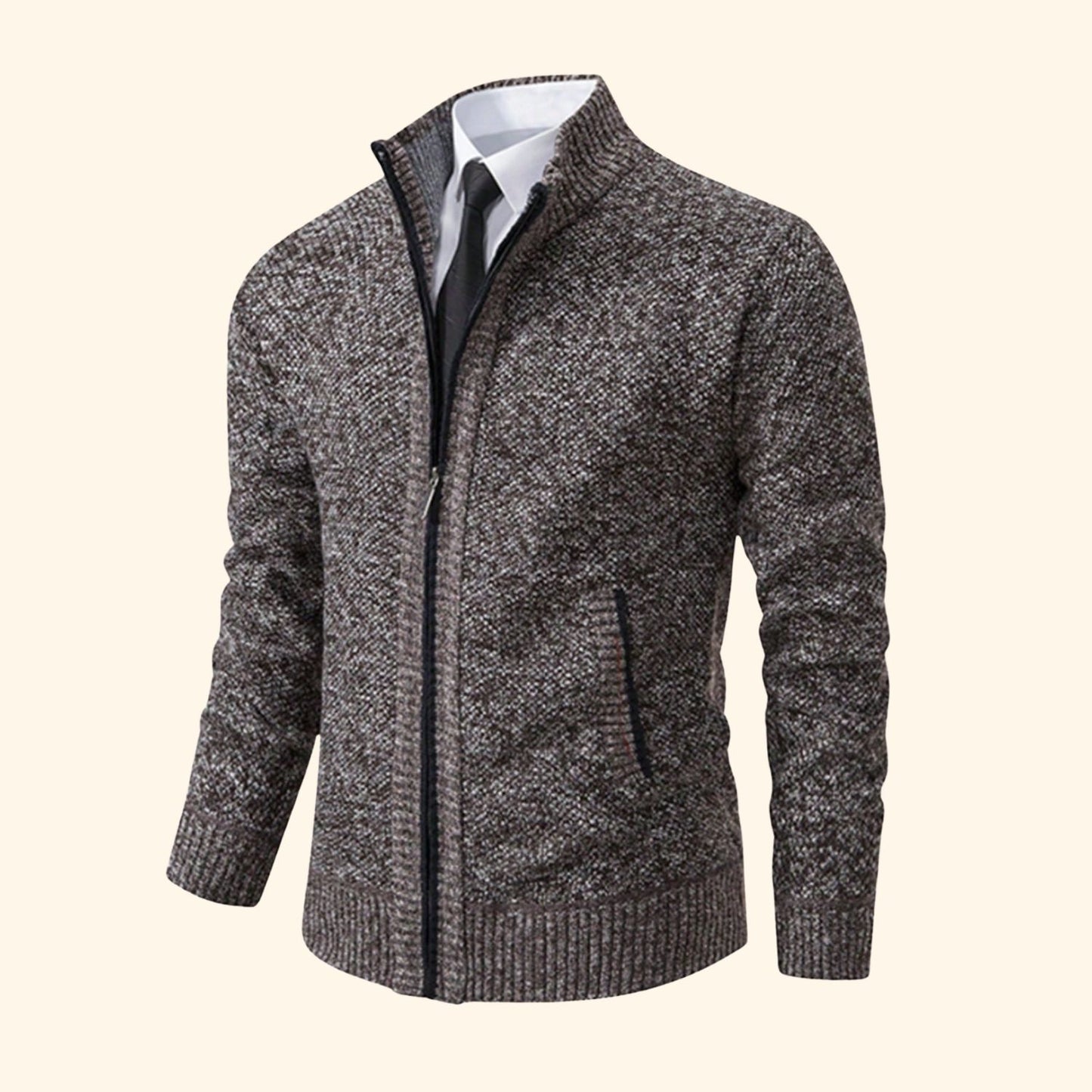 Zip-Up Mock Neck Cardigan | Revangiol