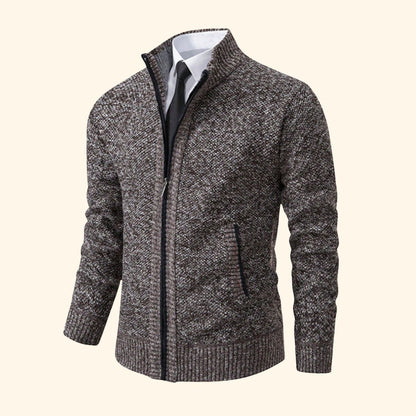 Zip-Up Mock Neck Cardigan | Revangiol