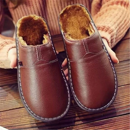 Fur Lined Leather Slippers | Revangiol