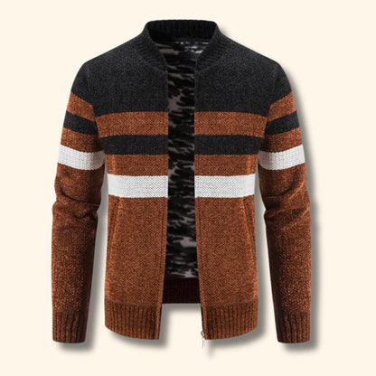 Striped Zip Knit Cardigan | Revangiol