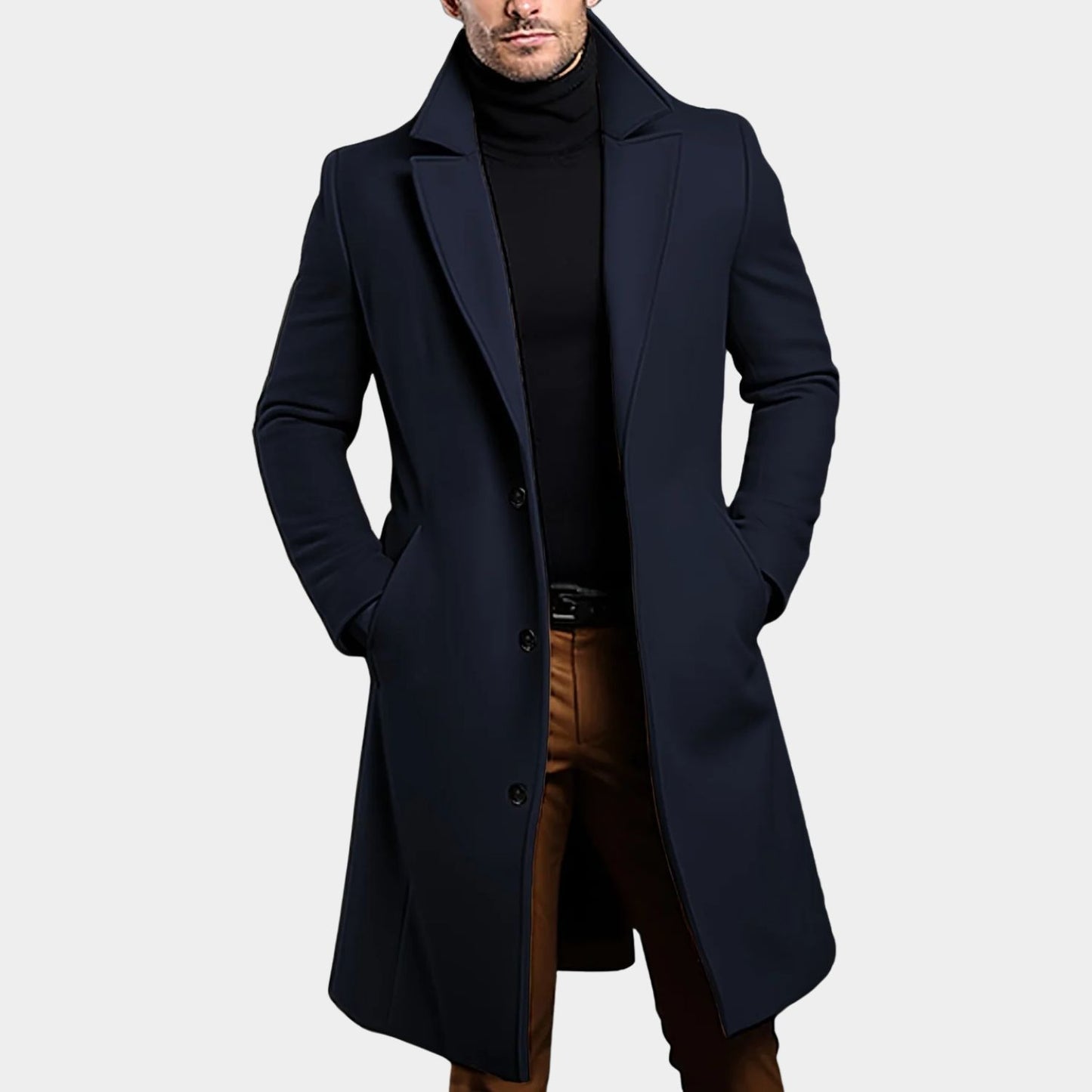 Notched Lapel Button Over Coat | Revangiol