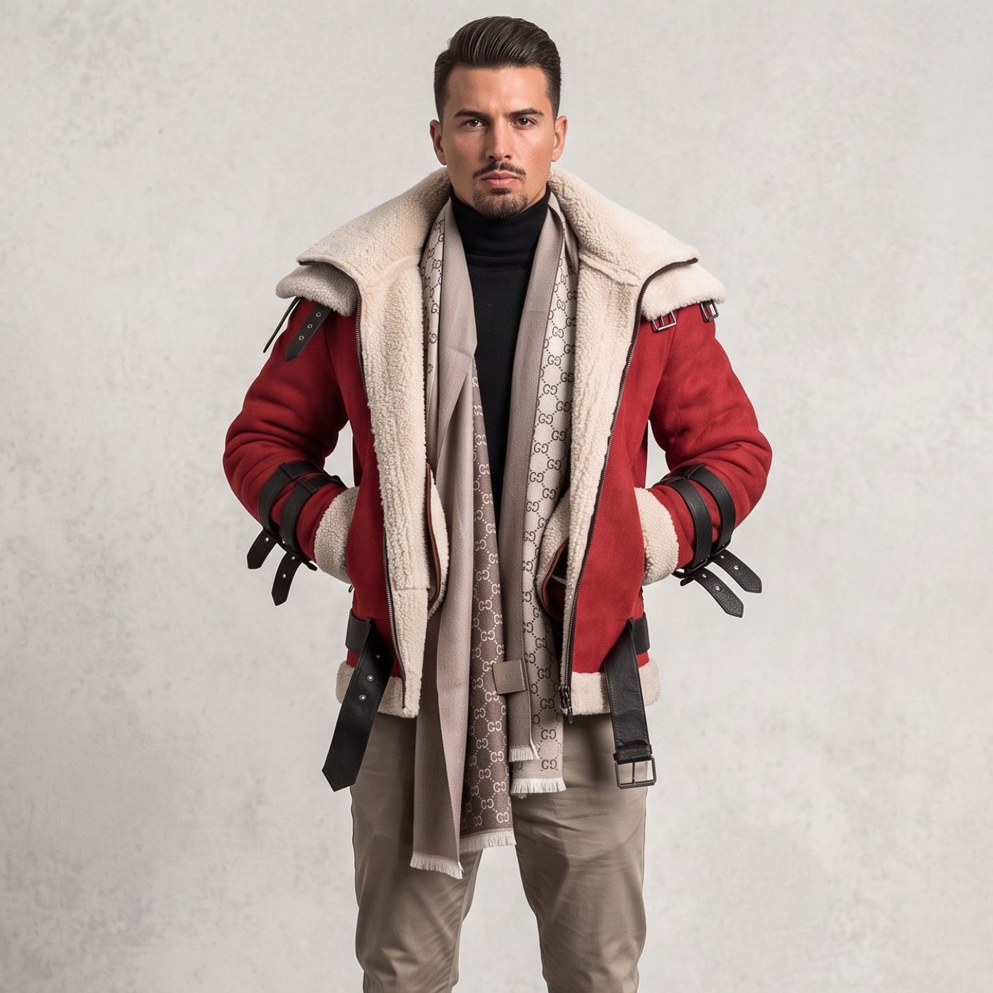 Faux Fur Lined Faux Leather Aviator Jacket | Revangiol