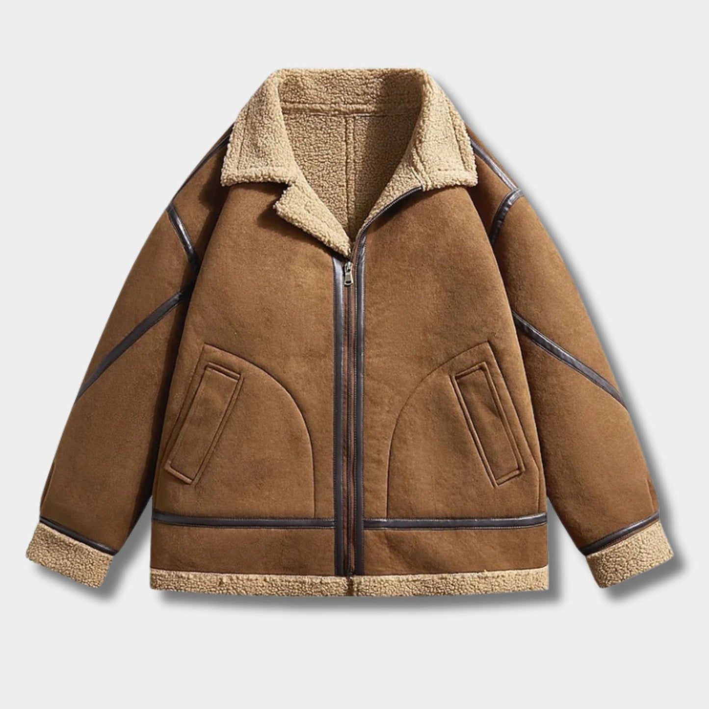 Rugged Sherpa-Lined Aviator Jacket | Revangiol