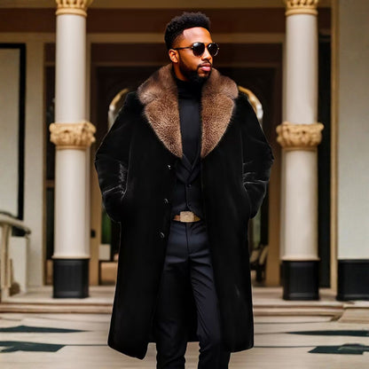 Plush Lapel Fur Coat | Revangiol
