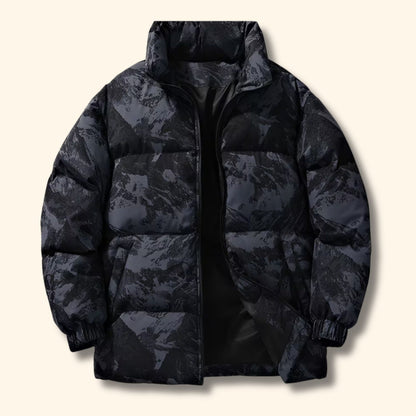 Mountain Print Puffer Jacket | Revangiol