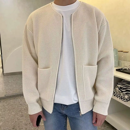 Minimalist Zip Knit Cardigan | Revangiol