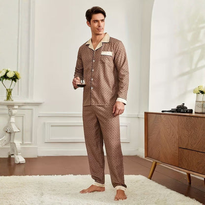 Retro Geometric Lapel Pajama Set | Revangiol