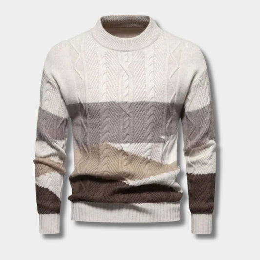 Color Block Cable Knit Sweater | Revangiol