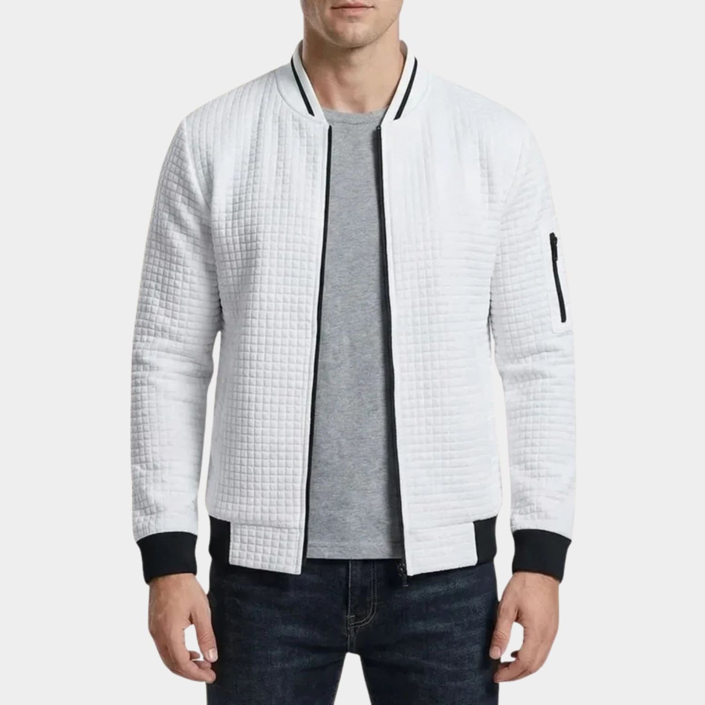 Quilted Zip Knit Cardigan | Revangiol