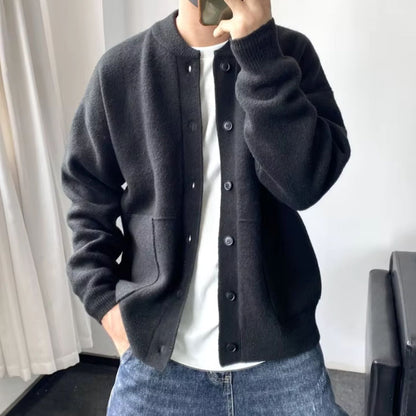 Round Neck Knit Cardigan | Revangiol