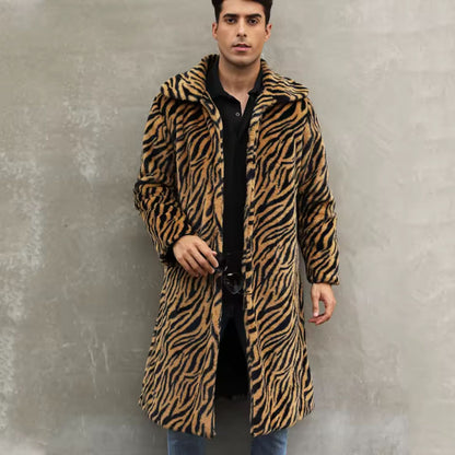 Bold Patterned Plush Fur Coat | Revangiol