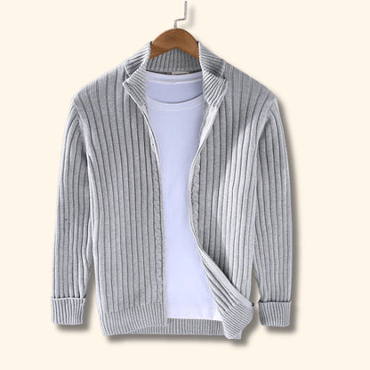 Ribbed Zip Front Cardigan | Revangiol